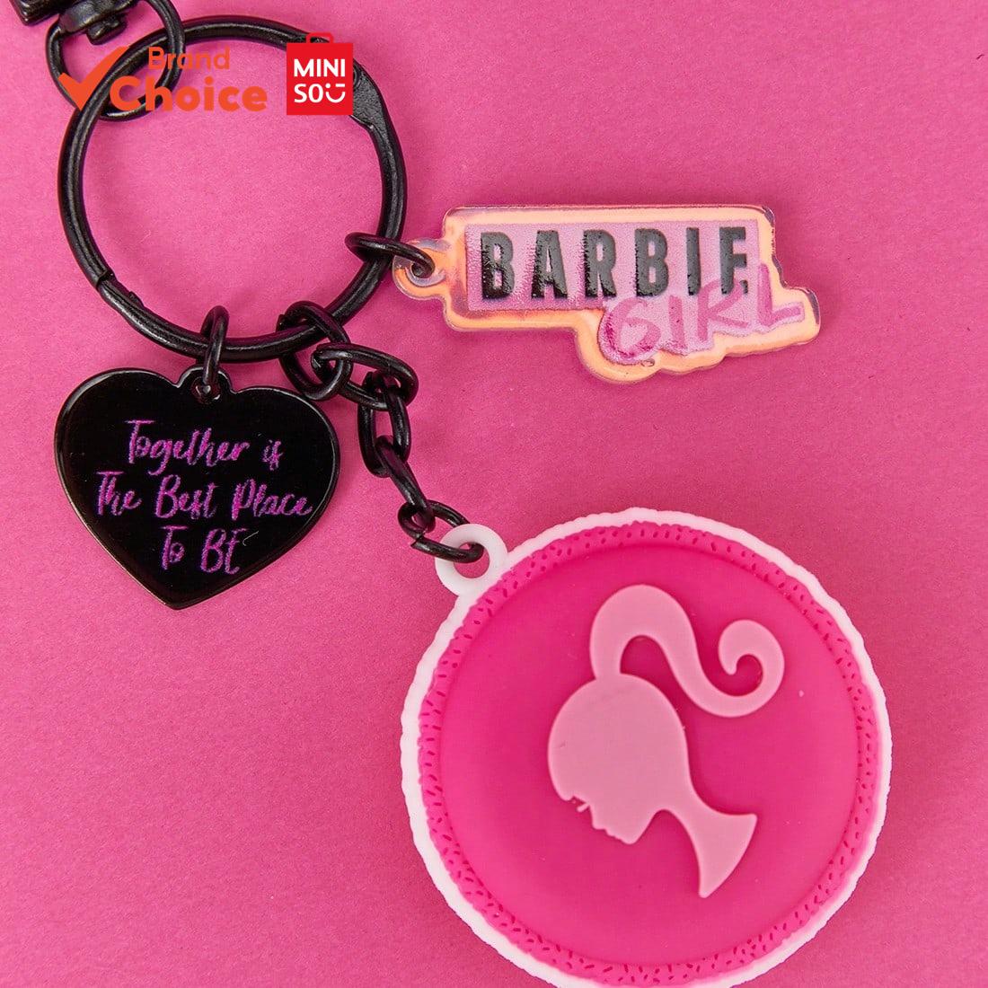 MINISO  Série Barbie - Pingente Fofo, Macaron e Fashion (Preto) 10cm × 4cm