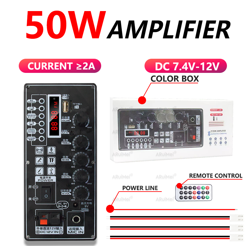 Bluetooth 5.1 2x25W Placa Amplificadora MP3 Decodificador Display Case DC 12V DIY Pro HiFi Elite X