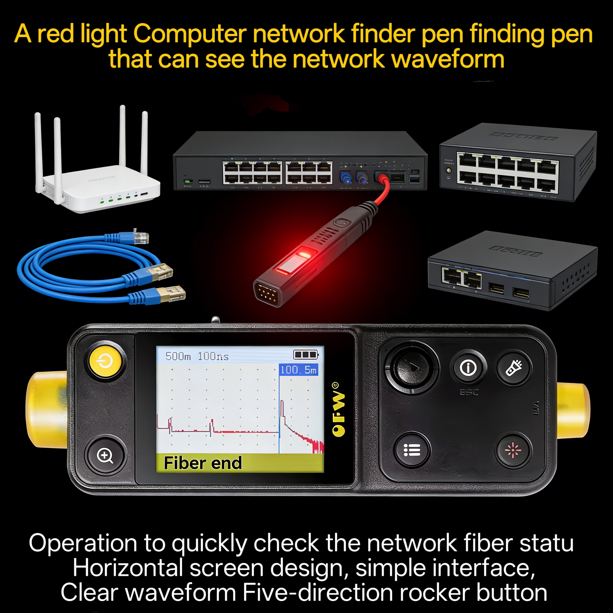Testador De Falhas De Fibra Óptica De Rede De Computador Teste De Estabilidade 20KM Mini OTDR VFL Breakpoint Finder Adap