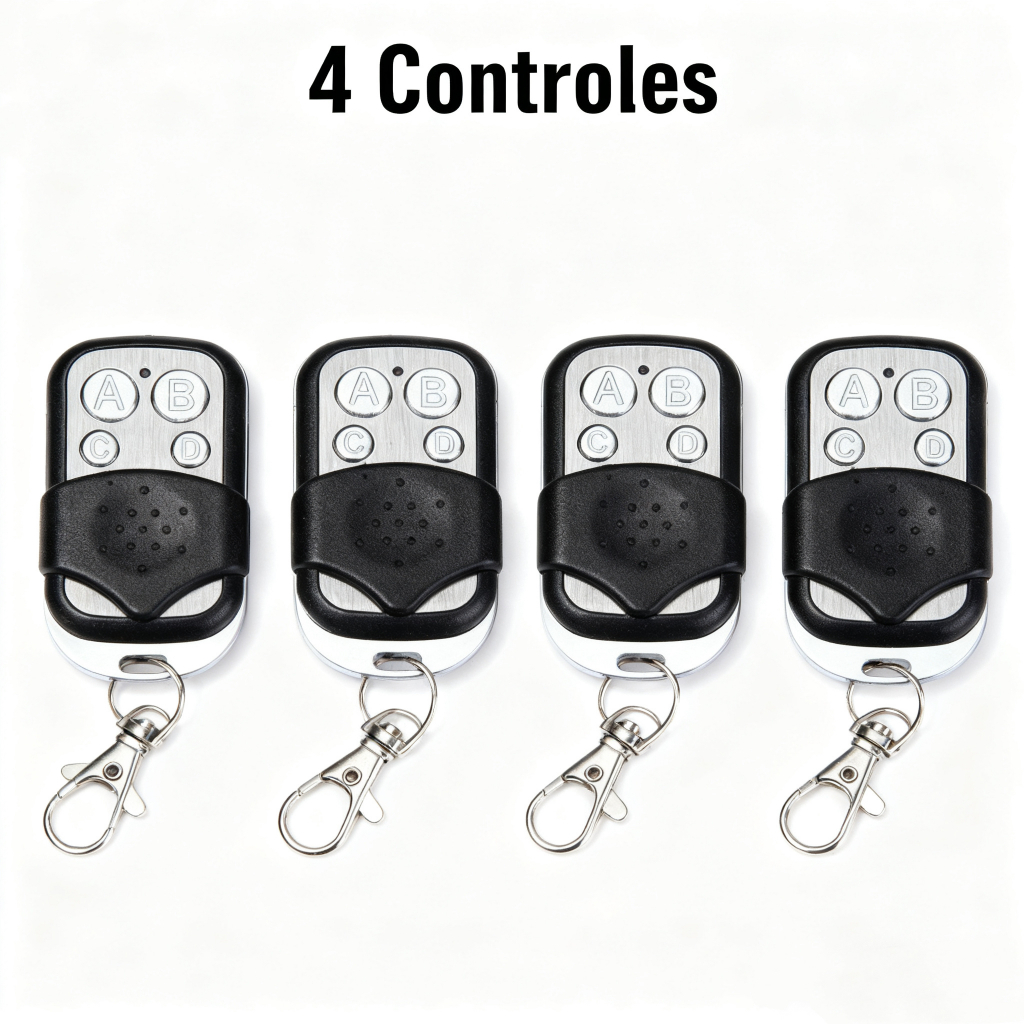 Controle Remoto Universal 433MHz 4 Botões Para Porta De Garagem Elétrica Com Chaveiro Chave Inteligente 4PCS