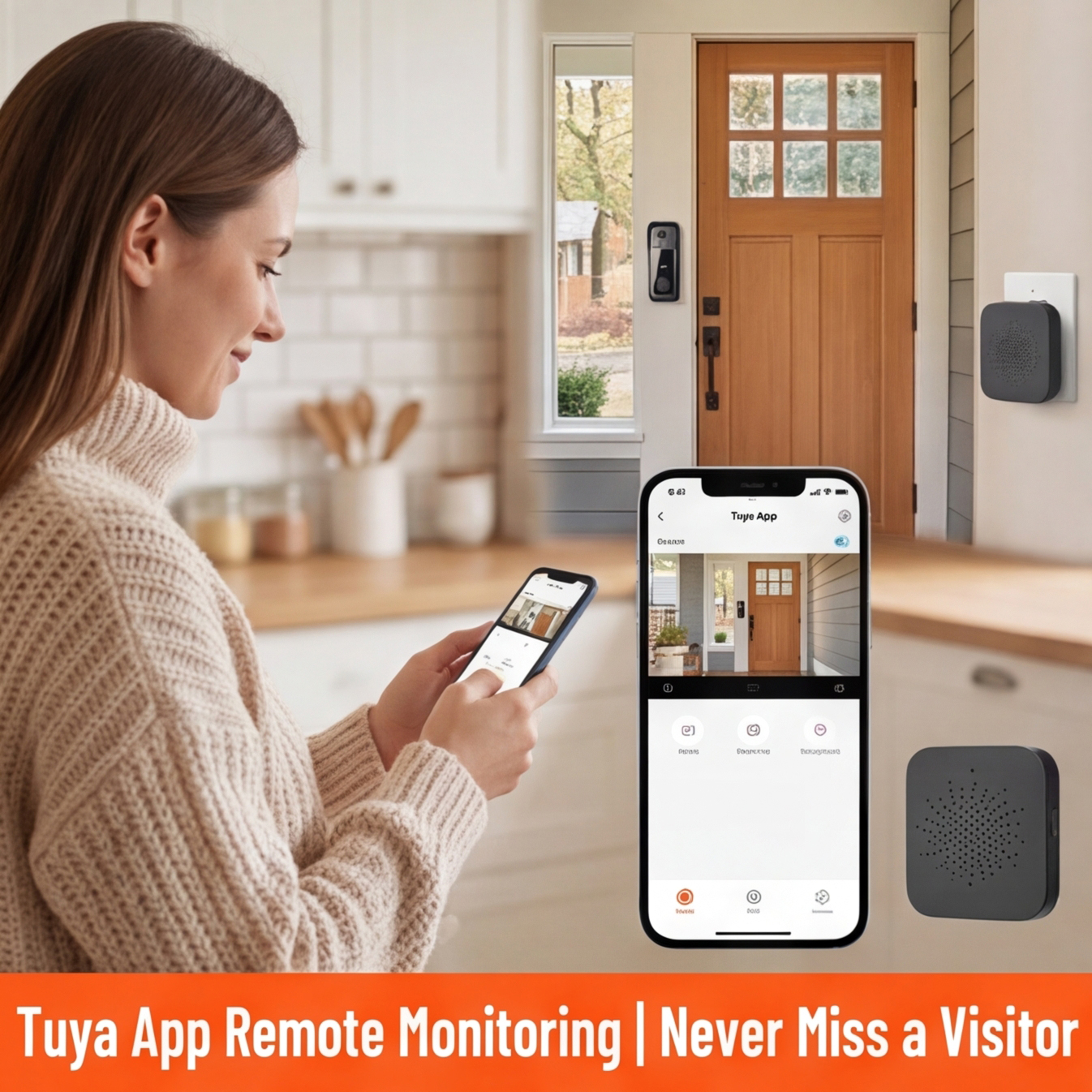 Campainha de Vídeo WiFi Inteligente 480P Chamada de Vídeo Bidirecional Notificações do Aplicativo Tuya Home