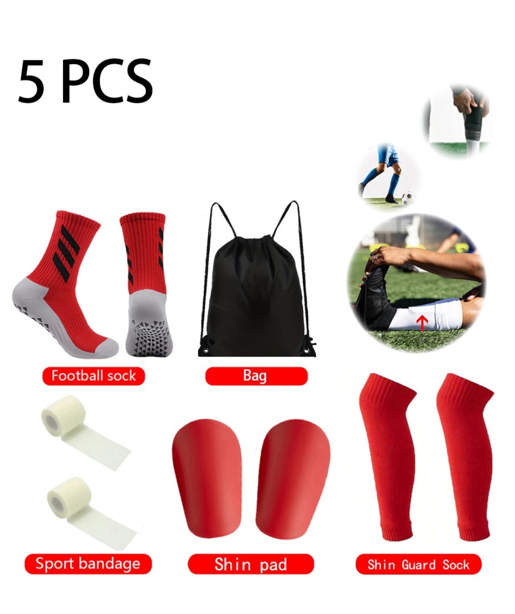 Pacote Esportivo Unissex 5 Em 1 : Mangas De Compressão Para Pernas + Bandagem + Caneleiras + Bolsa Com Cordão + Meias De