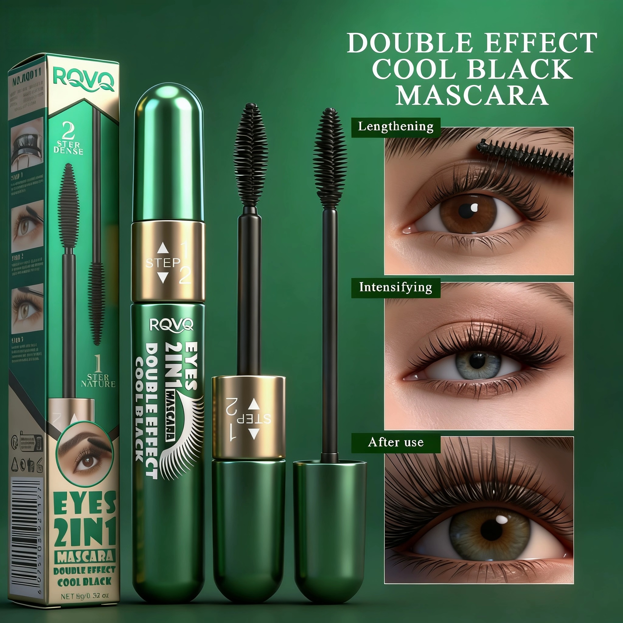 Rímel De Fibra De Efeito Duplo 4D-À Prova D'água E De Manchas , Volume Alongamento , Maquiagem Natural Para Os Olhos De