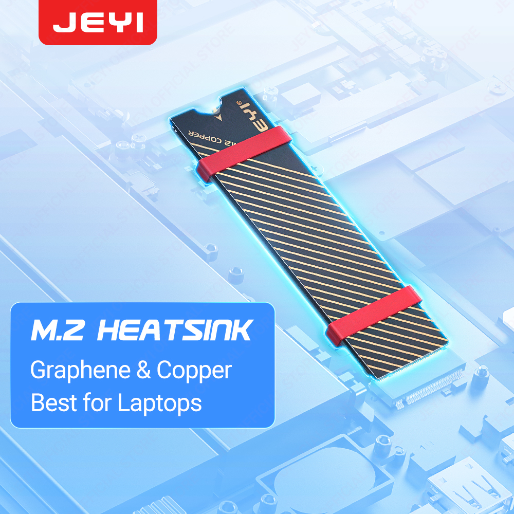 Dissipador de calor de cobre M.2 JEYI com camada de grafeno, cooler de unidade para SSD NVMe M2 NGFF 2280, dissipador