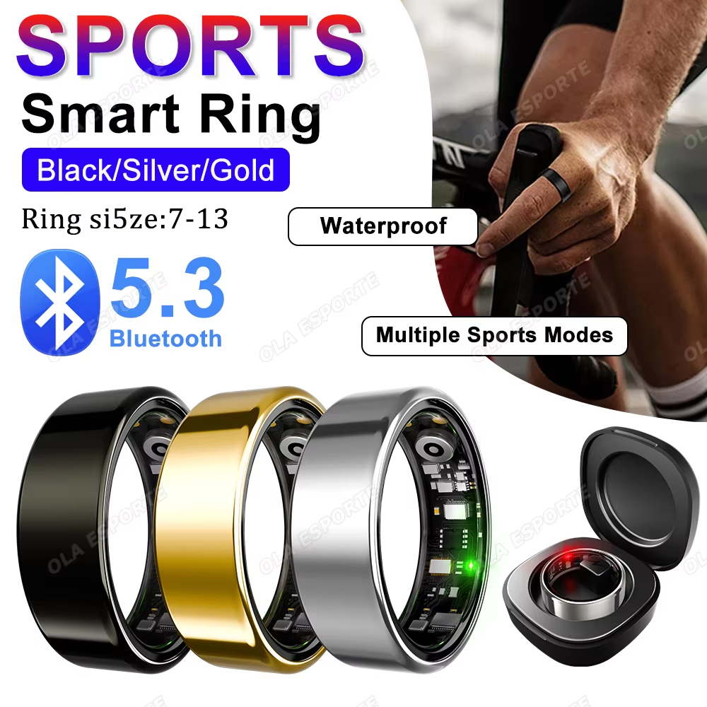 Novo Anel Inteligente Masculino Feminino, Conexão Bluetooth 5.3, Múltiplos Modos de Exercícios, Anéis Esportivos