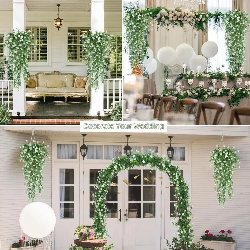 Kit 2 unidades de Plantas Artificiais Pendentes para Decoração de Casa, Jardim e Exterior