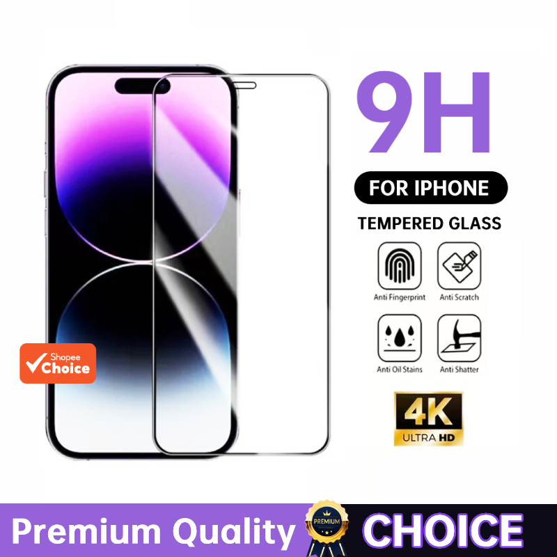 Protetor de Tela com Cola Completa para iPhone 16 15 14 13 12 11 Pro Max XR 14 Plus Vidro Temperado Alta Definição