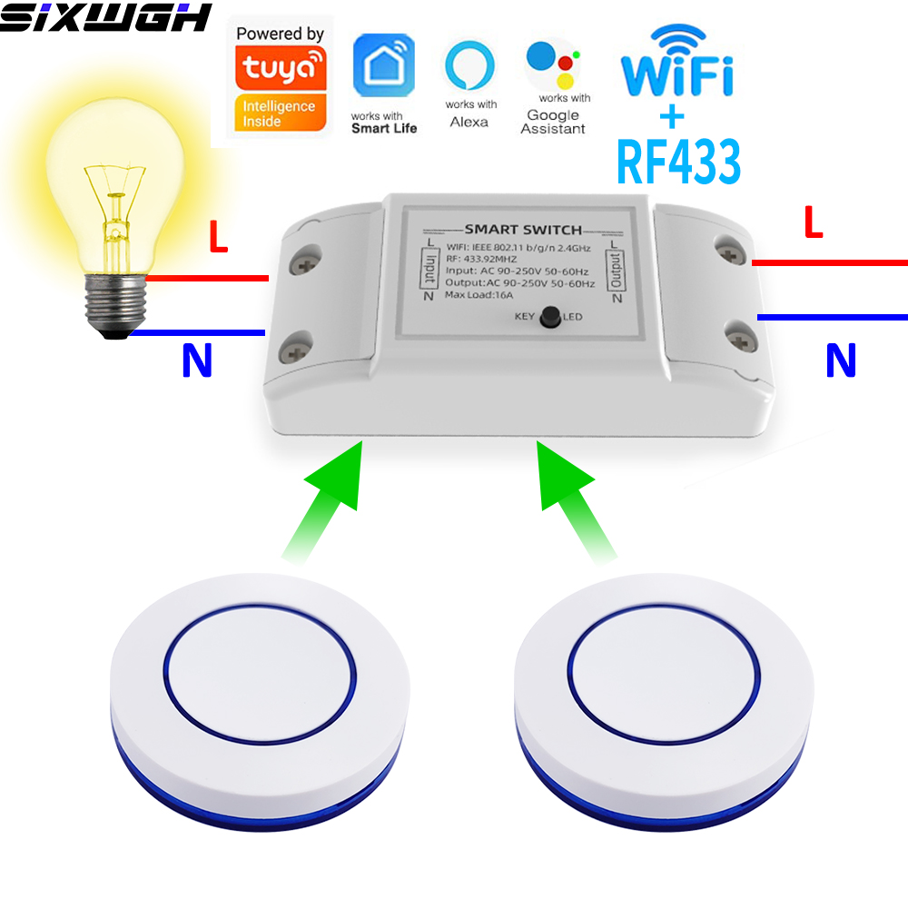 Interruptor Inteligente WiFi 16A RF 433MHz Para Controle De Aplicativo Tuya Wireless Breaker Smart Life