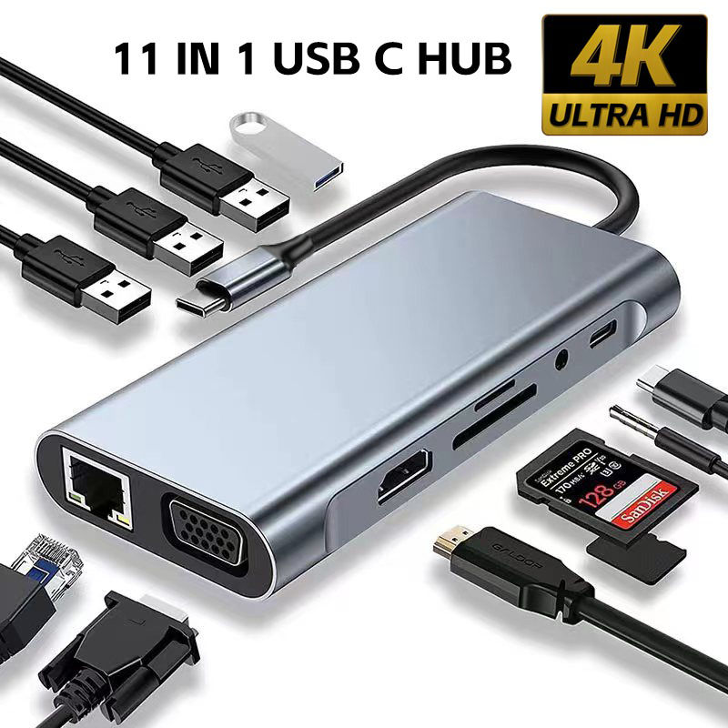 Multi-Funcional 4K vga Para Tipo c HDMI Porta usb hub Adaptador Doca PD Divisor MacBook Pro Ar