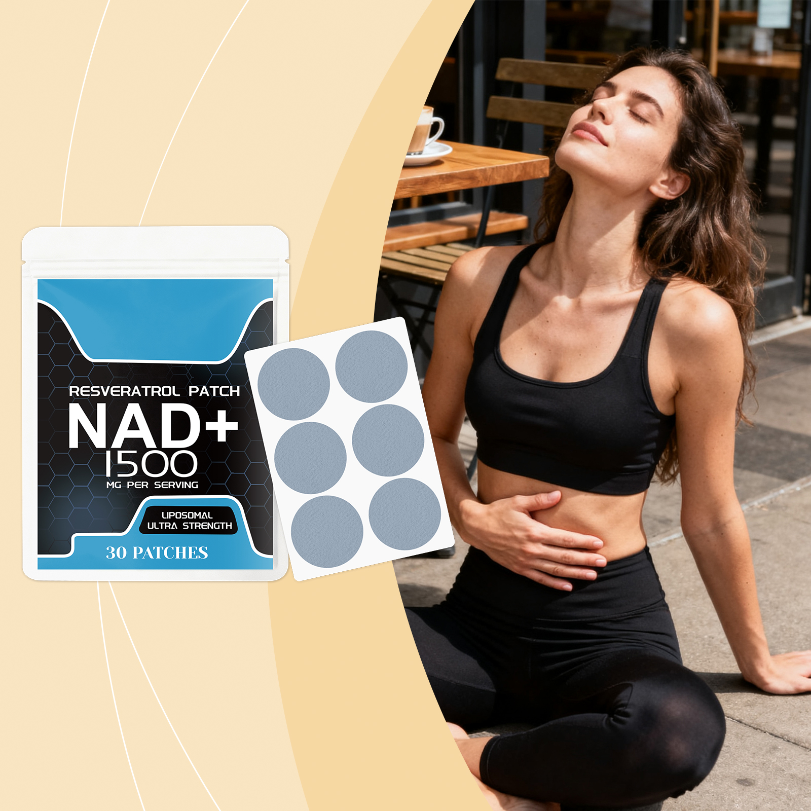 Resveratrol Patch NAD+ 1500 - Ultra Força Lipossomal (30 adesivos por embalagem)
