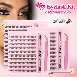 Manjesen 200 Pcs D-Curl Volume Kit De Extensão De Cílios , Clusters Individuais De Vison …
