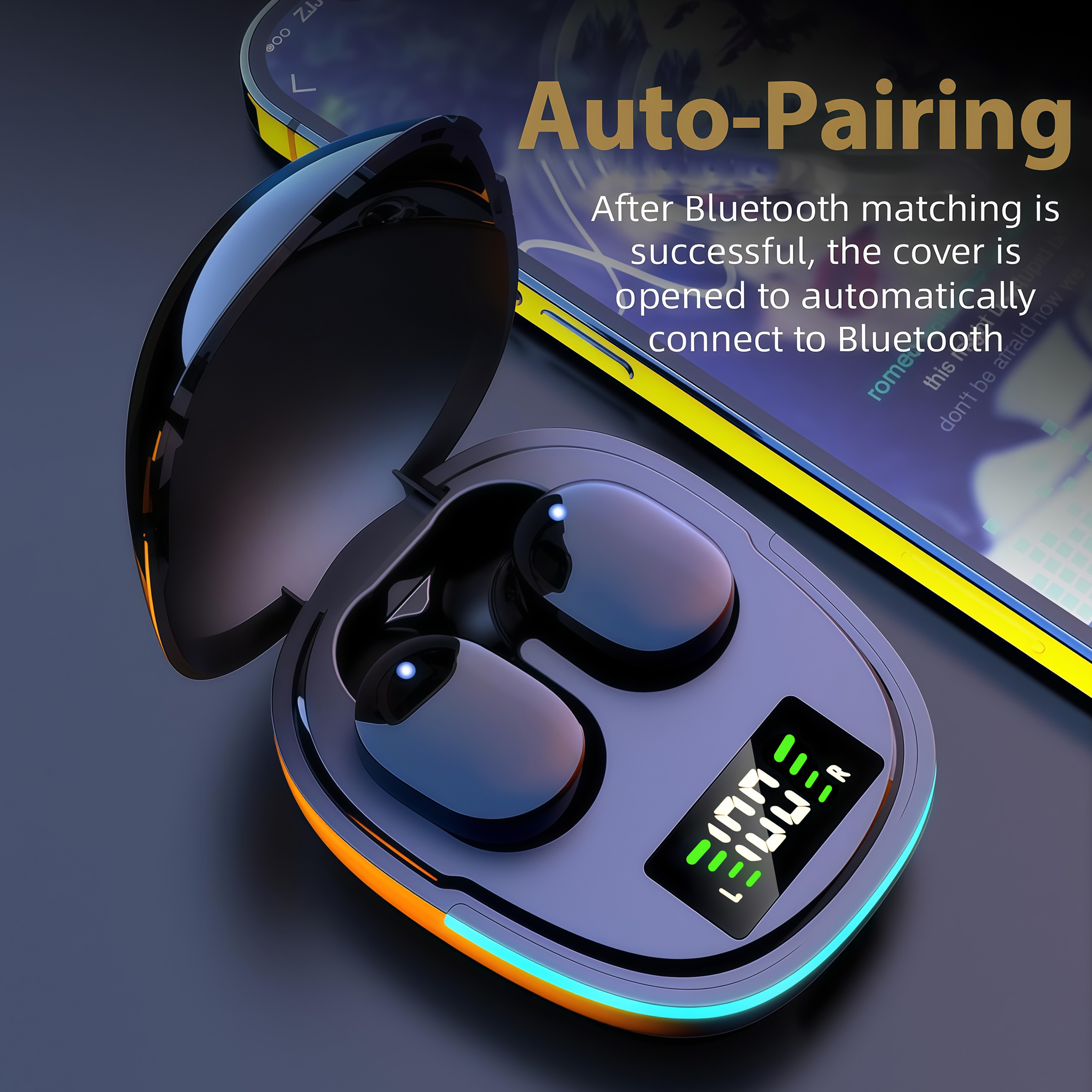  Fones de Ouvido Bluetooth Sem Fio Cancelamento de Ruído Alta Fidelidade Fones de Ouvido Design Leve Fone de Ouvido para