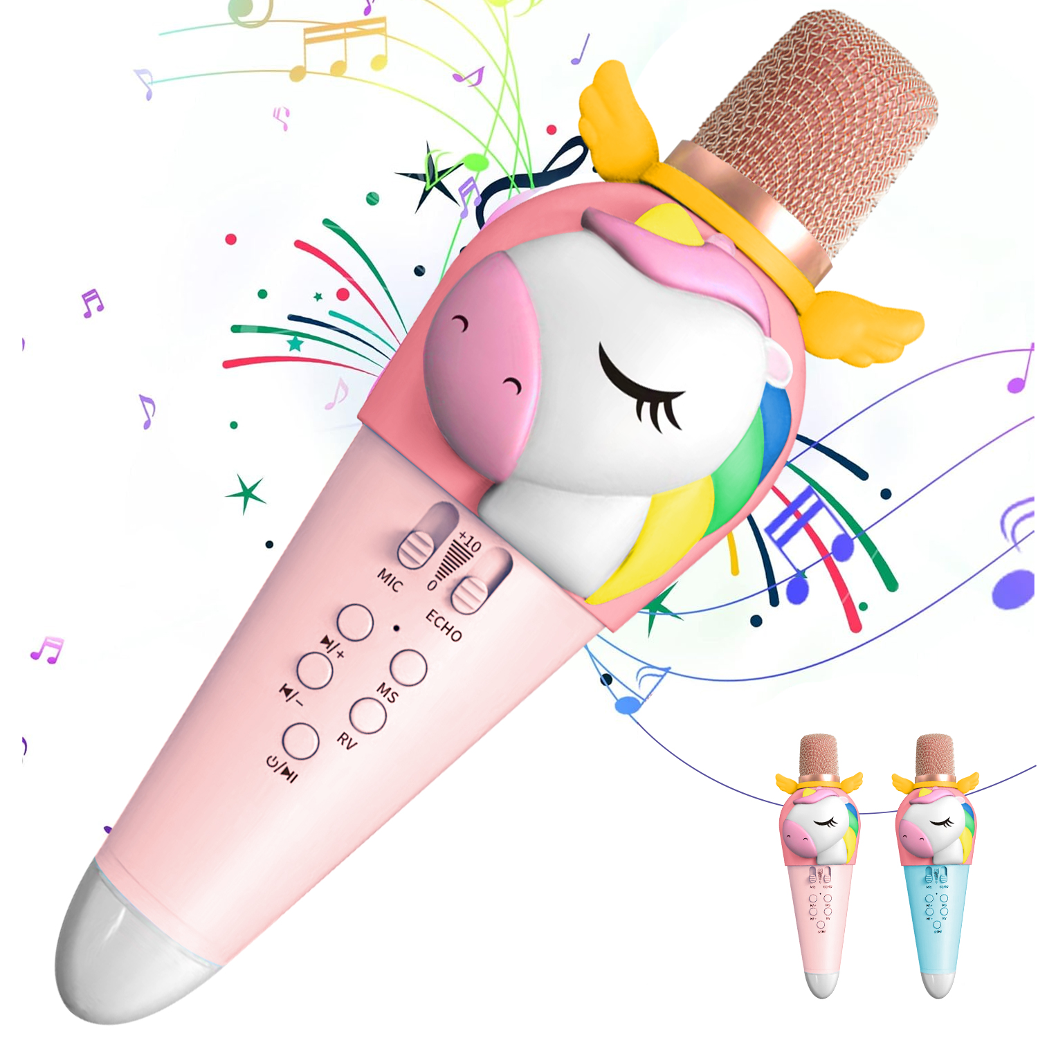 Microfone de Brinquedo Bluetooth Sem Fio, Sistema Portátil KTV para Crianças 3-12 anos, Presente Ideal para Festas de