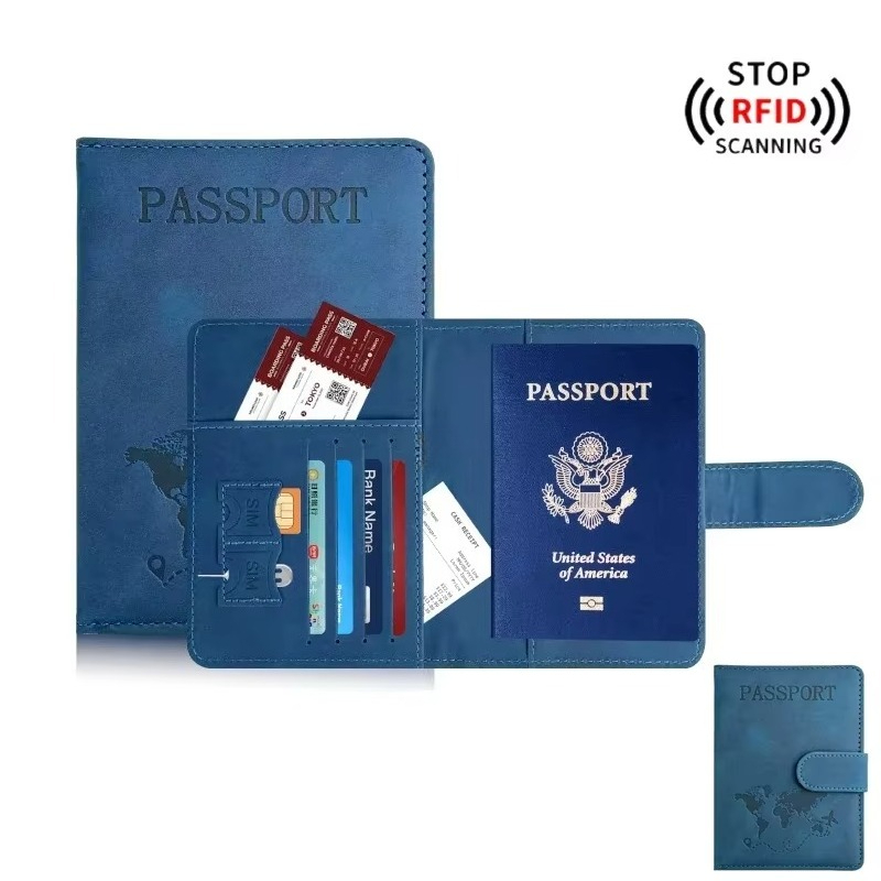 Imagem  Porta-passaporte com Bloqueio de RFID para Mulheres e Homens - Capa de Carteira de Viagem Essencial