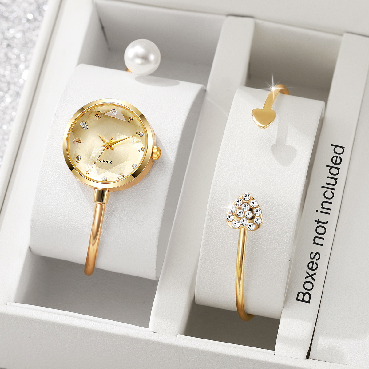 Conjunto De Pulseira De Relógio Fino Feminino , 2 Peças , Elegante , Pérola , Quartzo , De Pulso Sem Caixa