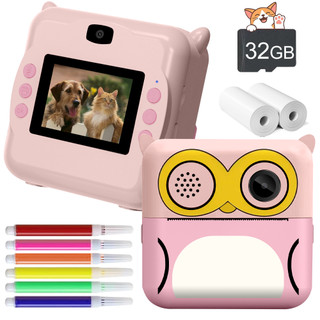 Câmera Instantânea Infantil para Impressão, Câmera Digital Instantânea 1080P que Imprime Fotos, Presente de
