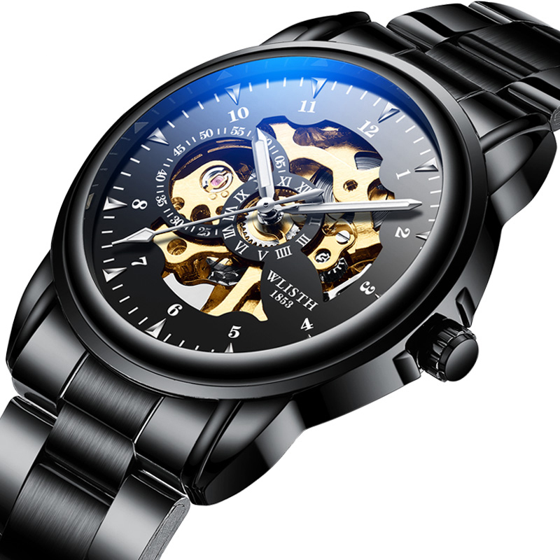 Wlisth Relógio Mecânico Automático Masculino Esqueleto Dial Pulseira De Aço 30m À Prova Dwaterproof Água Luxo Negócios S