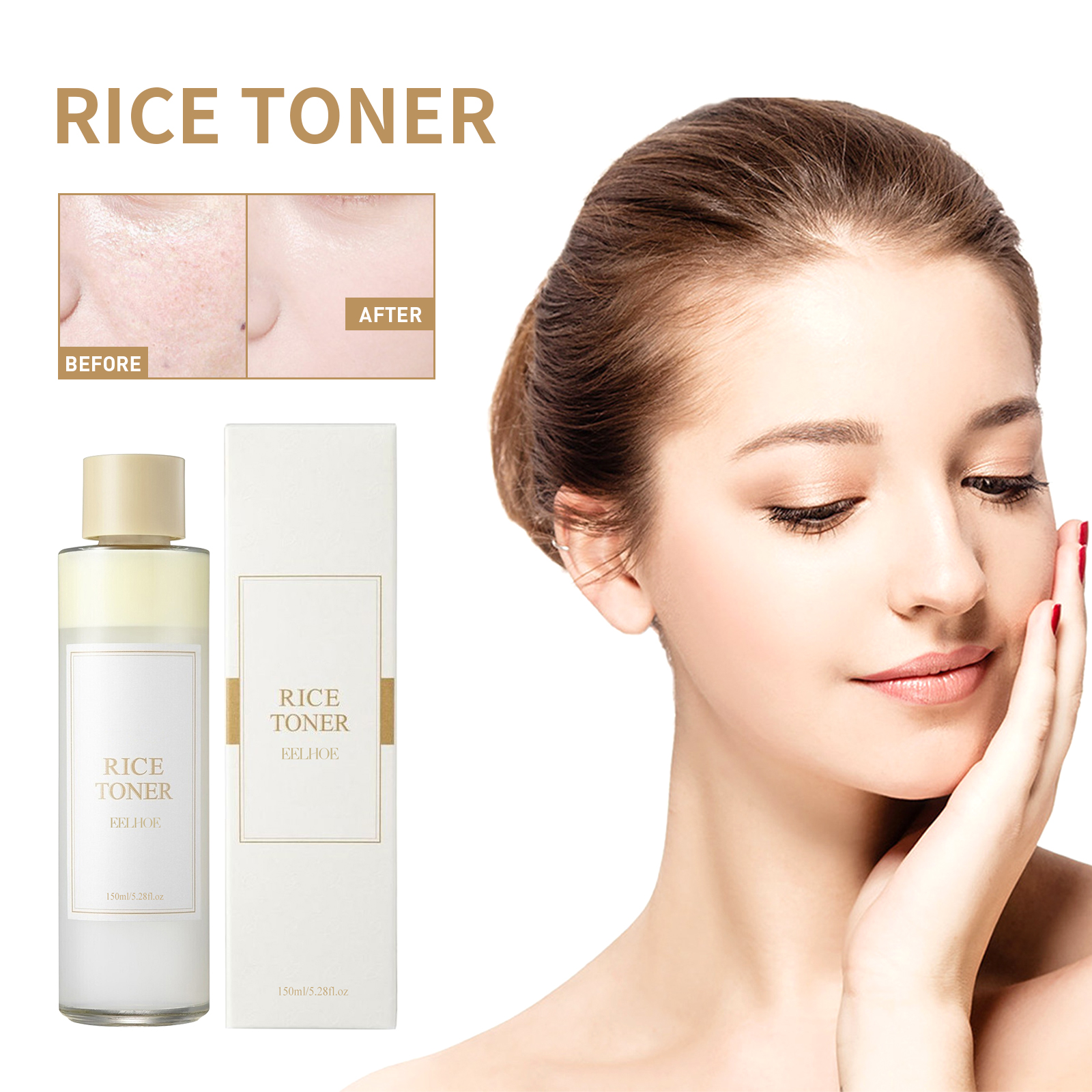 Eelhoe Tônico Hidratante de Arroz - Tônico Facial Clareador, Hidratante, Essência com Textura Suave para uma Pele