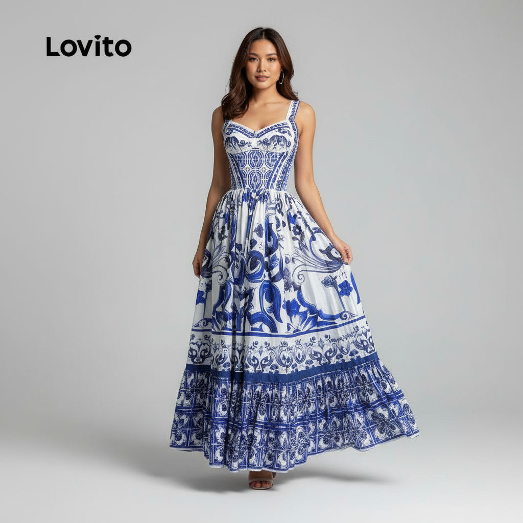 Lovito Refine Vestido Casual Feminino para Primavera/Verão LBL30171 em Oferta na Shopee