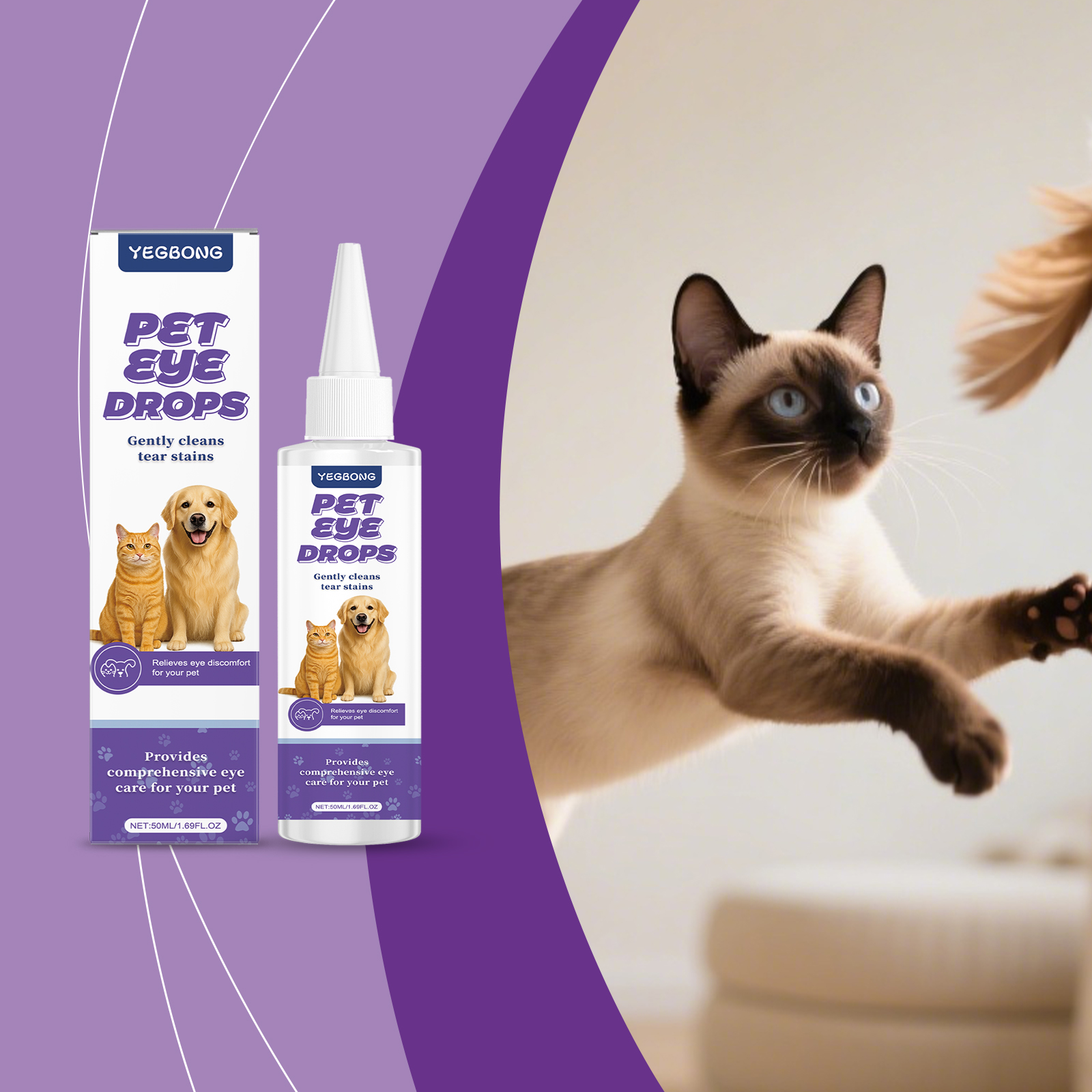 Gotas para os Olhos Fórmula Suave Gatos e Cães Limpa a Área ao Redor Hidrata Suaviza Conforto Leve Segura Rotina Diária