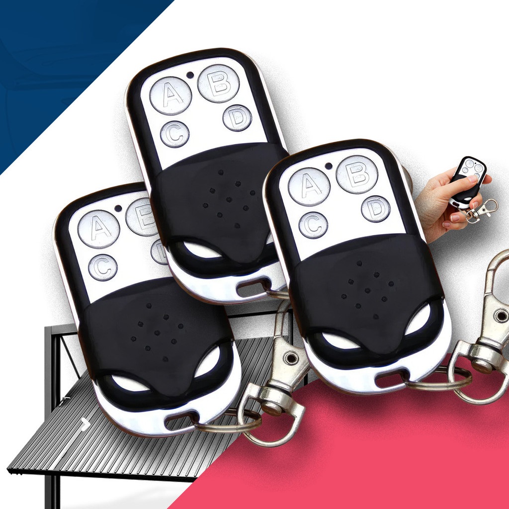 3 peças de controle remoto universal de 433 MHz com 4 botões para portão de garagem, duplicador com código fixo,