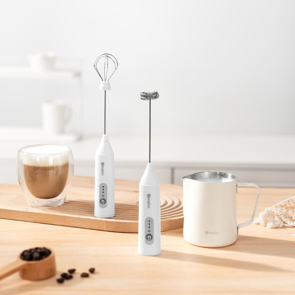 Batedor de leite portátil recarregável, batedor de café USB-C, batedor de aço inoxidável com 3 velocidades, mixer