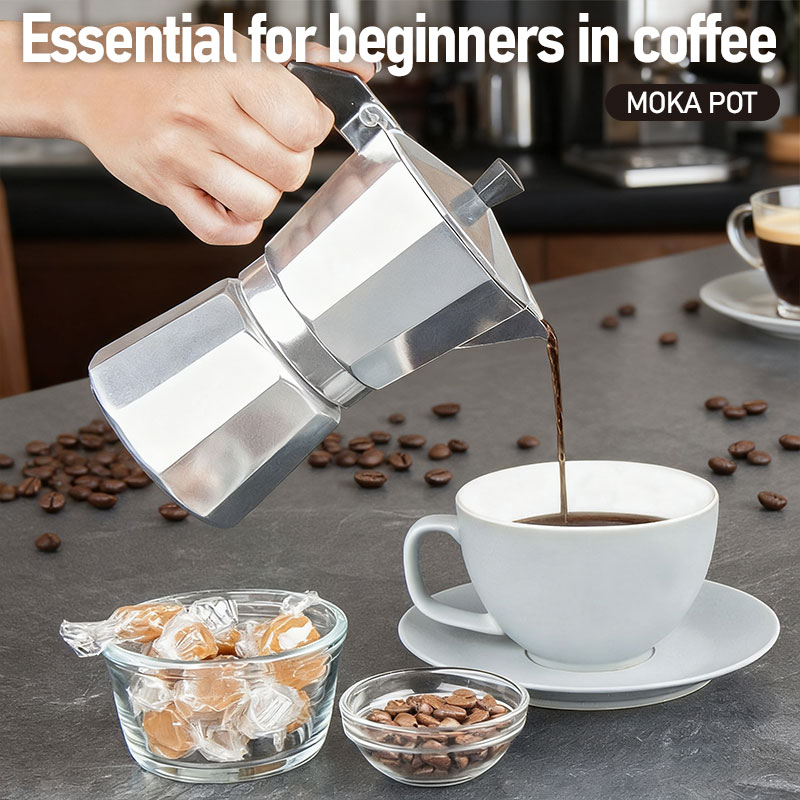  Cafeteira de alumínio octogonal para café Moka, cafeteira italiana浓缩咖啡萃取器