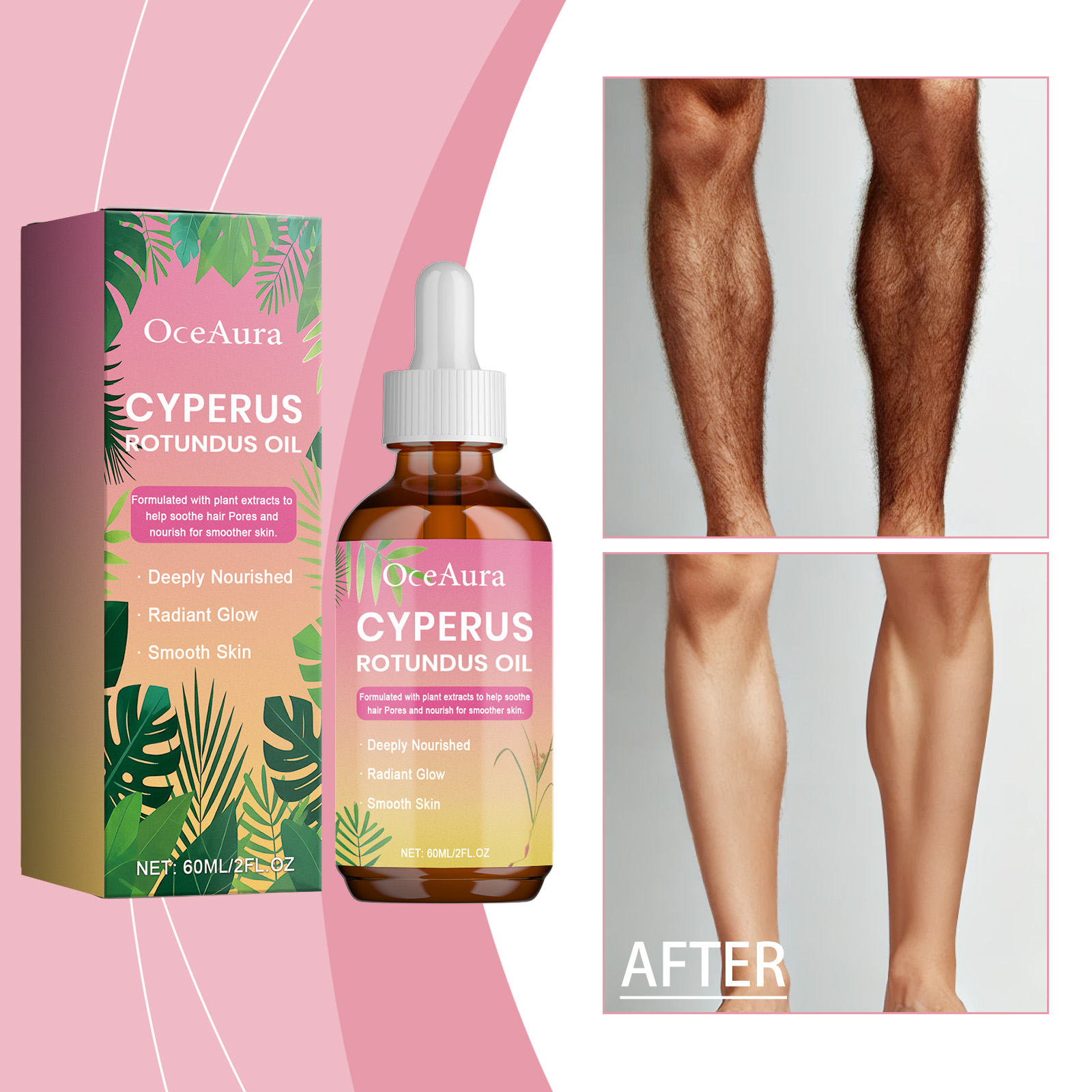 Essência Depilatória de Óleo de Cyperus Rotundus 60ml, Fórmula de Tiogacalcilato de Cálcio com Manteiga de Karité e