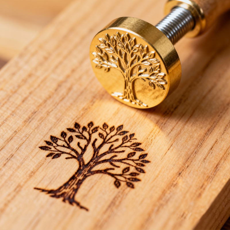 Carimbo de latão de precisão CNC, 3cm de tamanho, adequado para madeira, artesanato e carimbo personalizado para