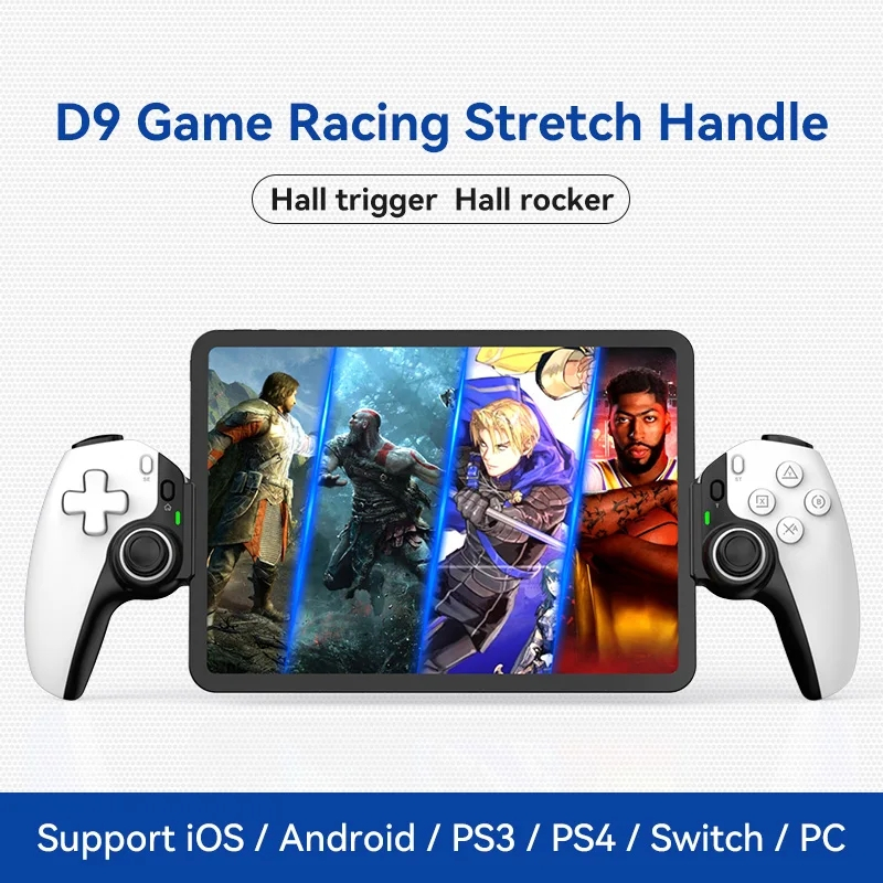 Controlador de Jogo para Corrida em Tablet D9 para PC, compatível com iOS/Android/PS3/PS4/Nintendo Switch, gatilhos e