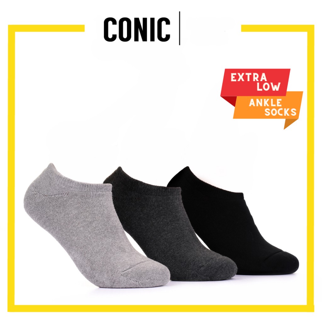 Meias Icônicas De Corte Ultrabaixo Para Homens , Até O Tornozelo | Conjunto De 3 Pares Escola De Trabalho Diária Casual