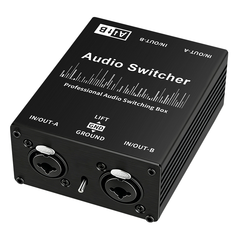 Caixa de Comutação de Áudio XLR com 2 Canais A/B Profissional com Isolador de Terra para Microfone, Mesa de Som e