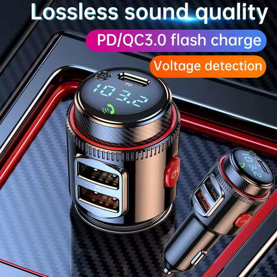  Adaptador Bluetooth para Carro Mãos-Livres com MP3 Player e 2 Portas USB