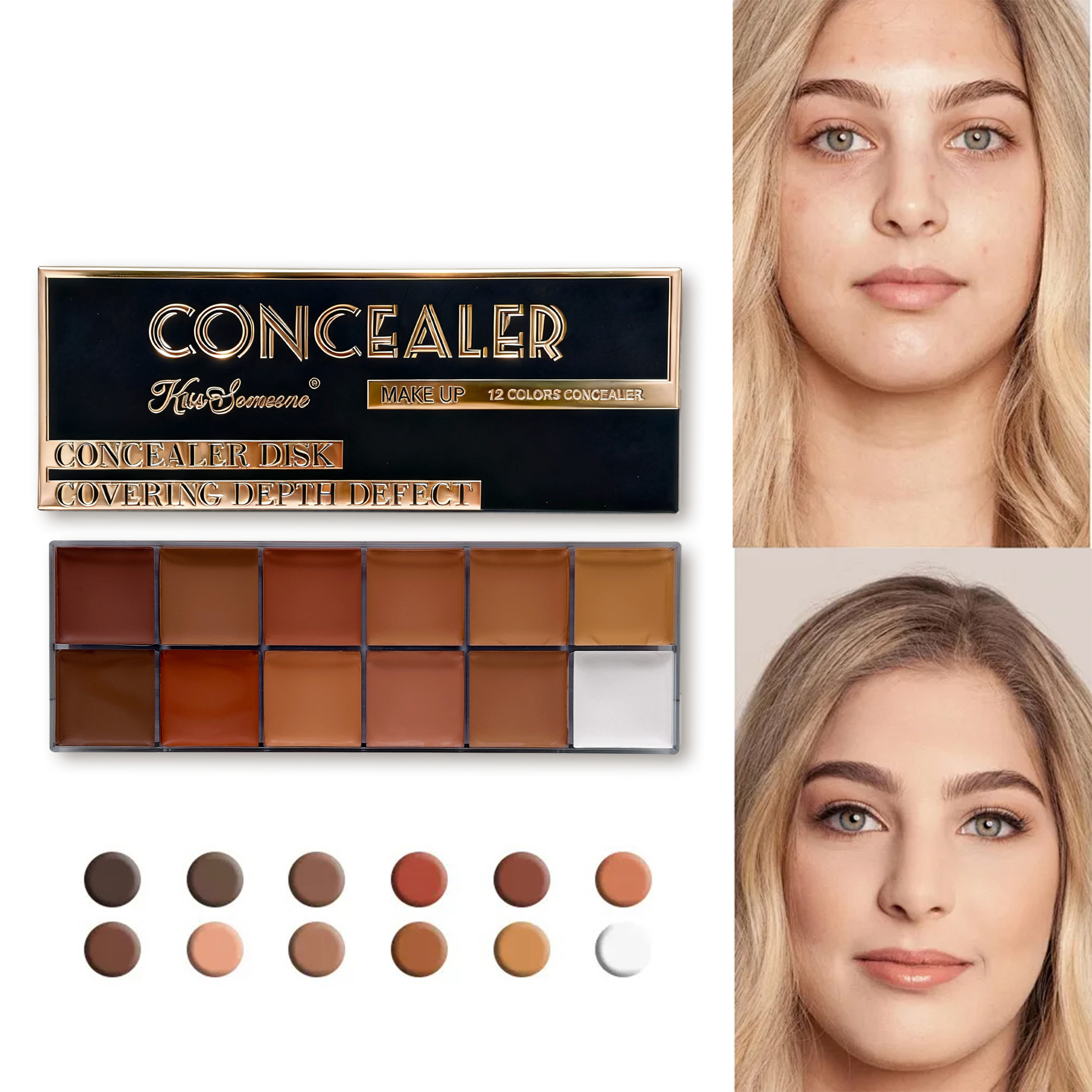  O kit de maquiagem 12 cores corretivo pele escura à prova d'água cobertura total base maquiagem beleza maquiagem