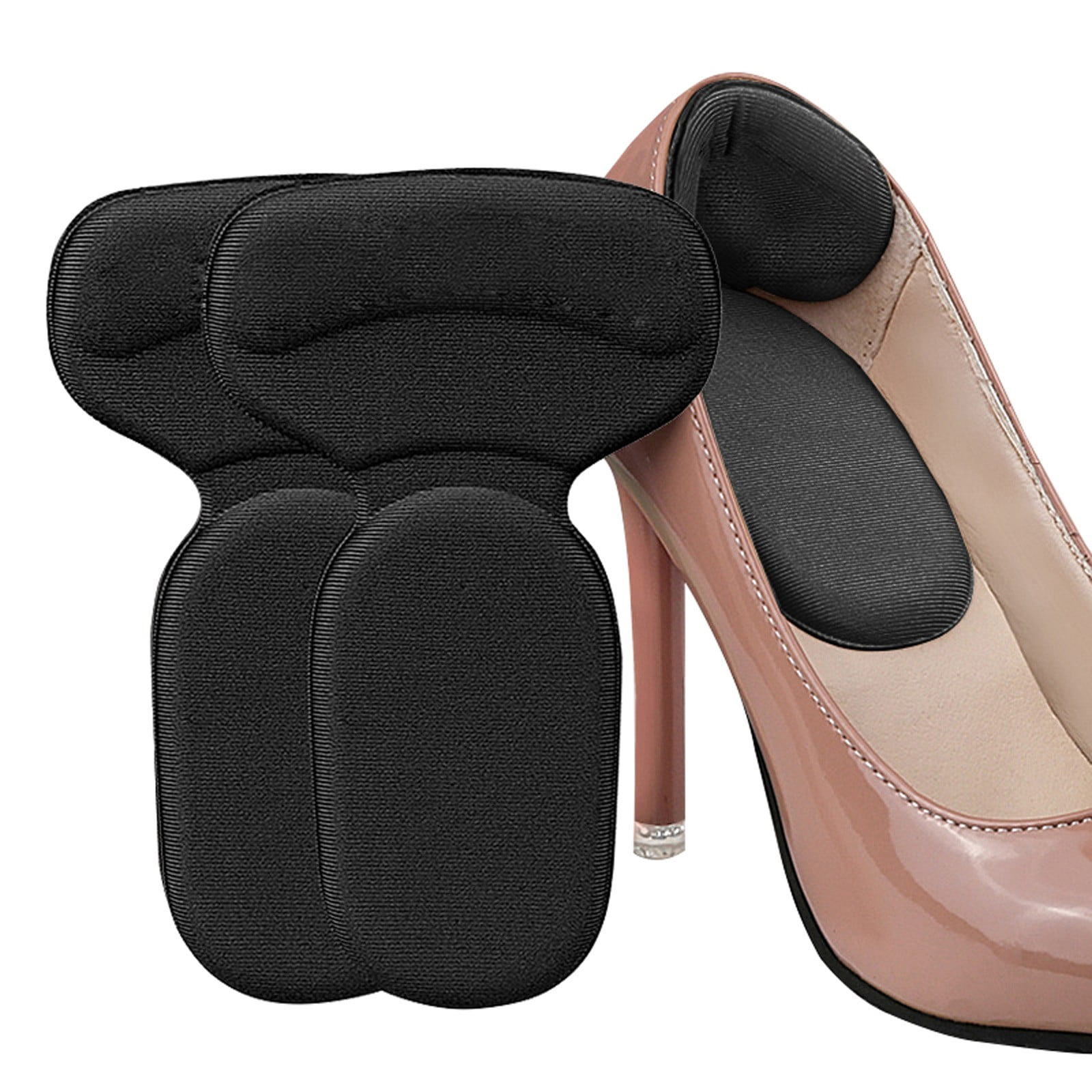  2 pares de protetores de calcanhar 2 em 1 com esponja, proteção confortável, adequado para sapatos grandes ou folgados,