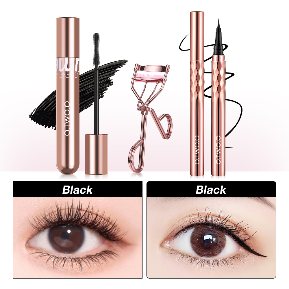O conjunto de maquiagem para os olhos O.TWO.O inclui delineador, máscara, curvador de cílios, 120g