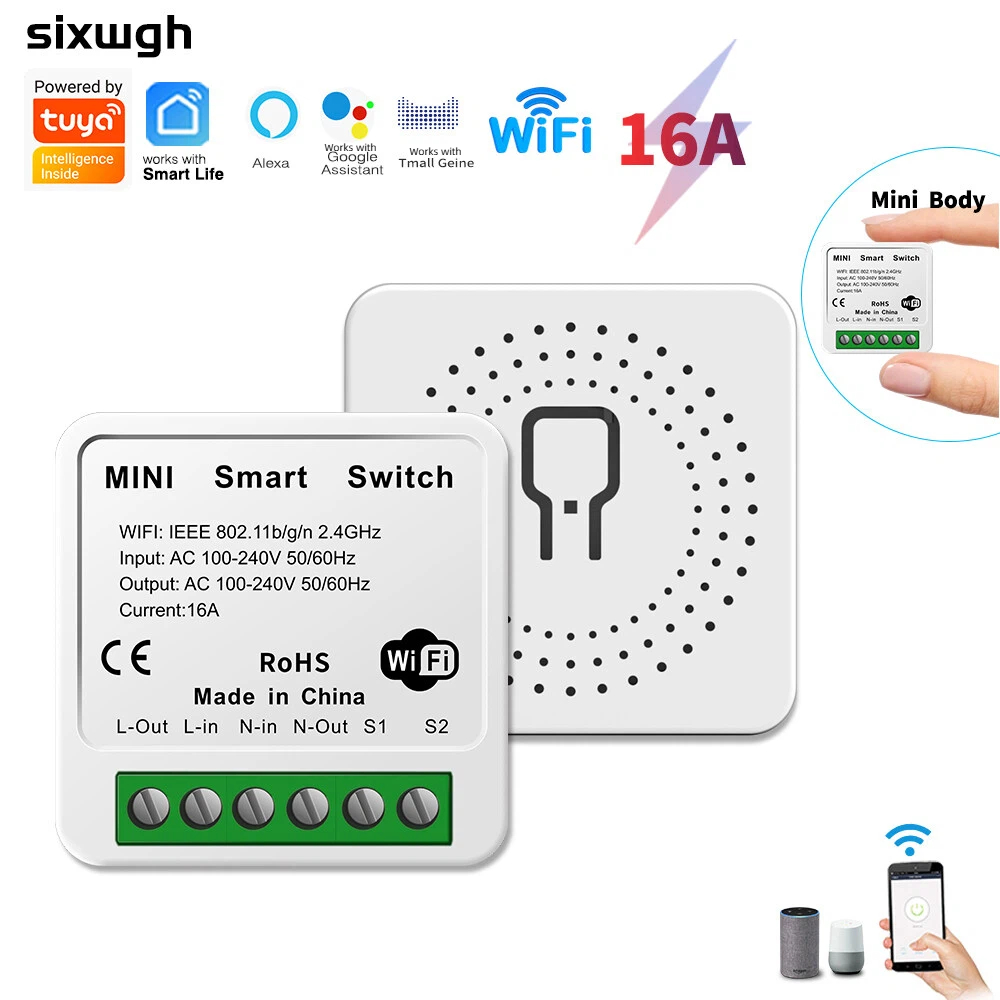 Interruptor inteligente Wifi 16A com timer, compatível com Tuya, Smart Life APP, controle por voz via Google Home e