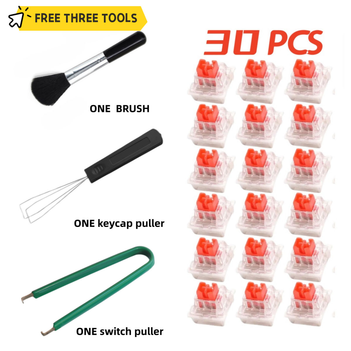 Kit de Interruptores de Teclado Mecânico e Simulador de Clique de Tecla com Extrator de Tecla e Interruptor,