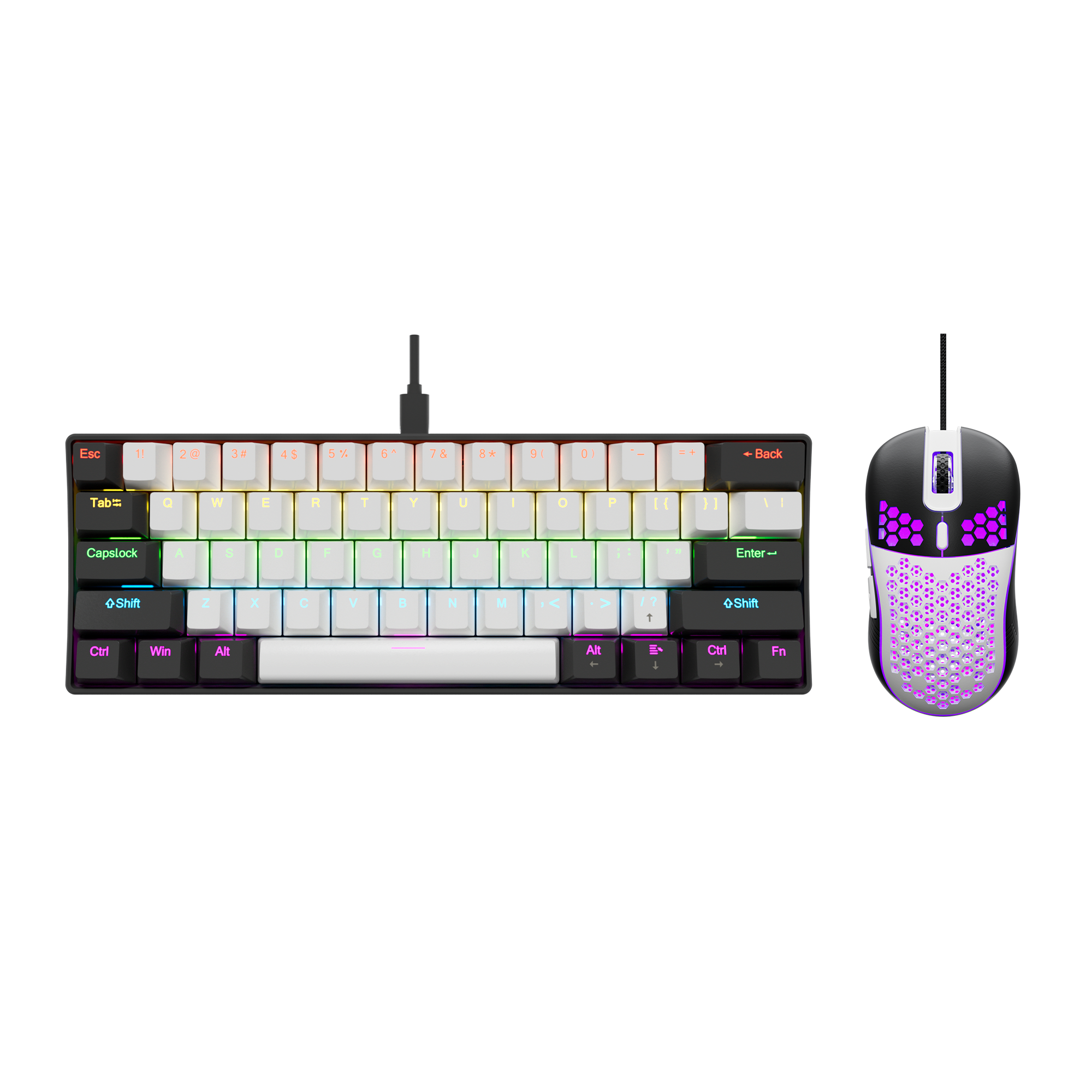 Teclado Mecânico de Jogos Compacto Mini Portátil Combo Mouse Tamanho Compacto Para Laptop PC