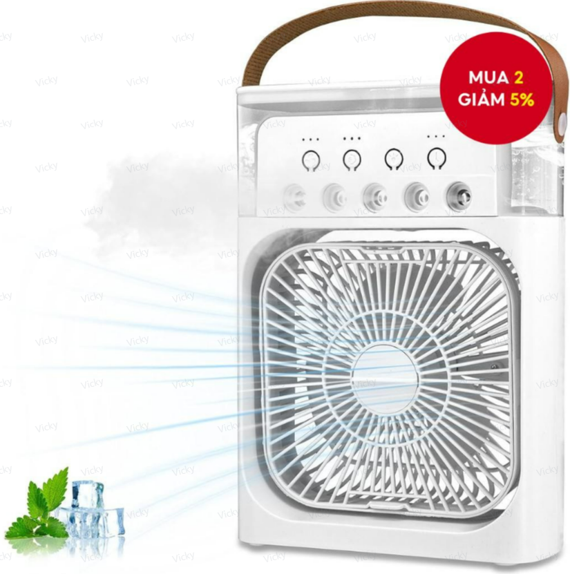 Ventilador de ar condicionado portátil, ventilador de névoa atomizador de 5 furos com grande vazão de ar, ventilador de