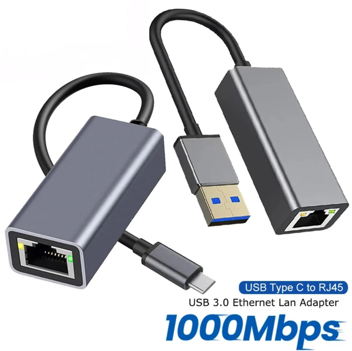 Adaptador USB Tipo C para Ethernet, placa de rede USB Tipo-C para RJ45 100/1000Mbps, USB 3.0, cabo LAN para internet