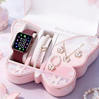 Tendência De Verão Doce Relógio Digital Joias 5 Peças Conjunto Fofo Para Meninas E Presen…
