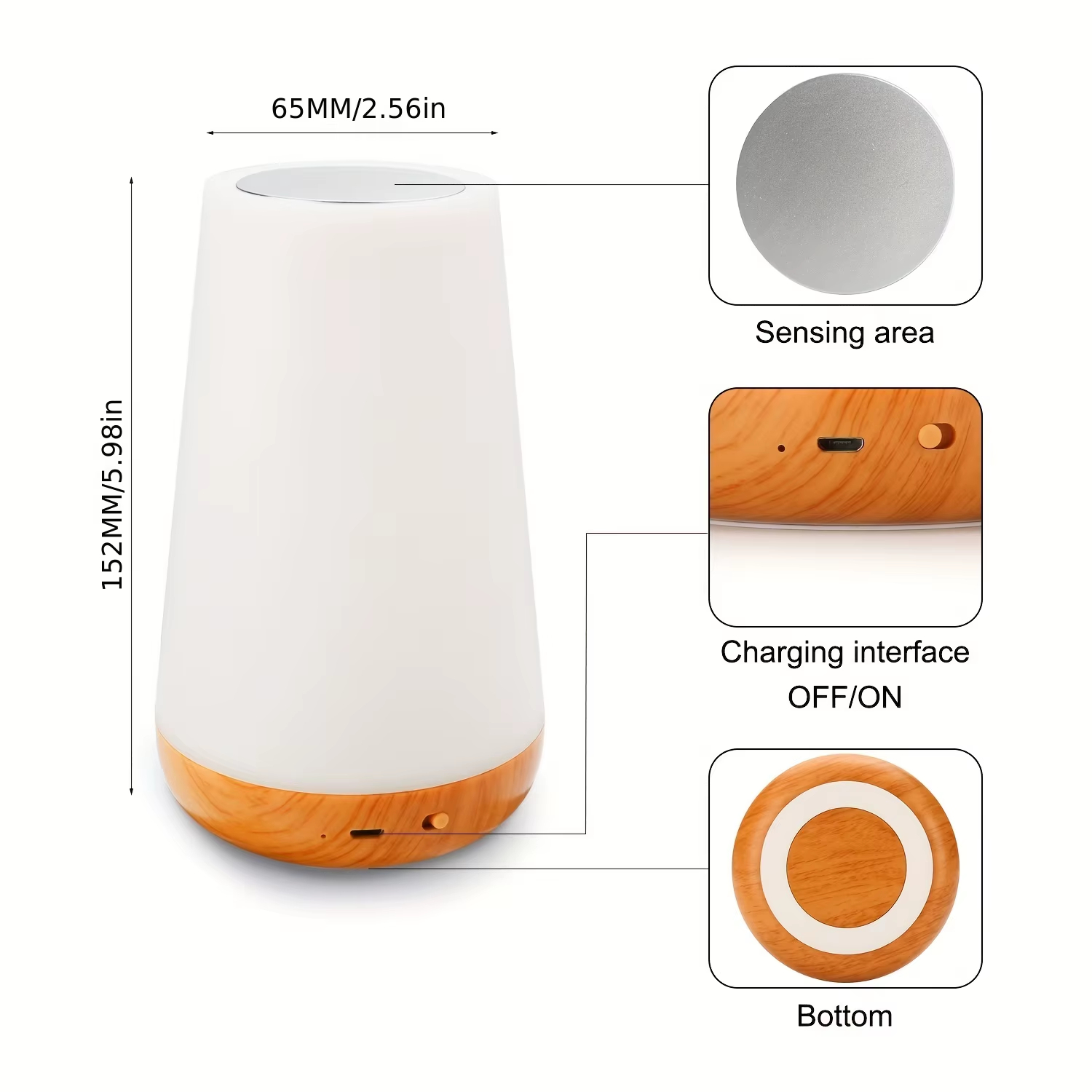 Luz Noturna RGB Recarregável , Lâmpada De Cabeceira De Mesa Portátil Regulável Por USB Remota Com Mudança De 13 Cores