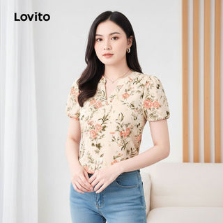 Lovito Blusa Feminina Estilo Férias Nacional Primavera Verão L158AD128