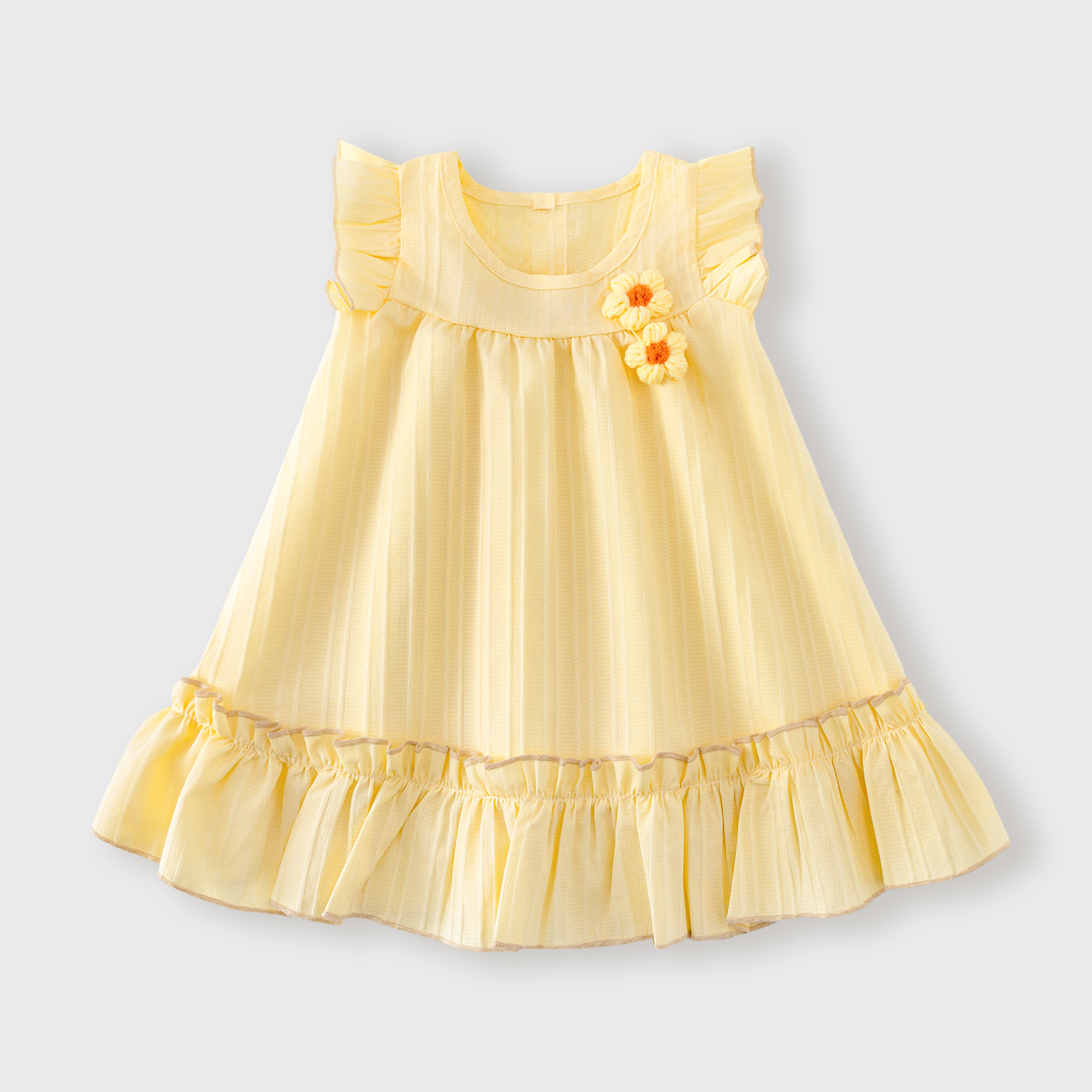 Vestido Floral Sem Mangas De Renda De Crochê Para Meninas Leve Respirável 1-6 Anos