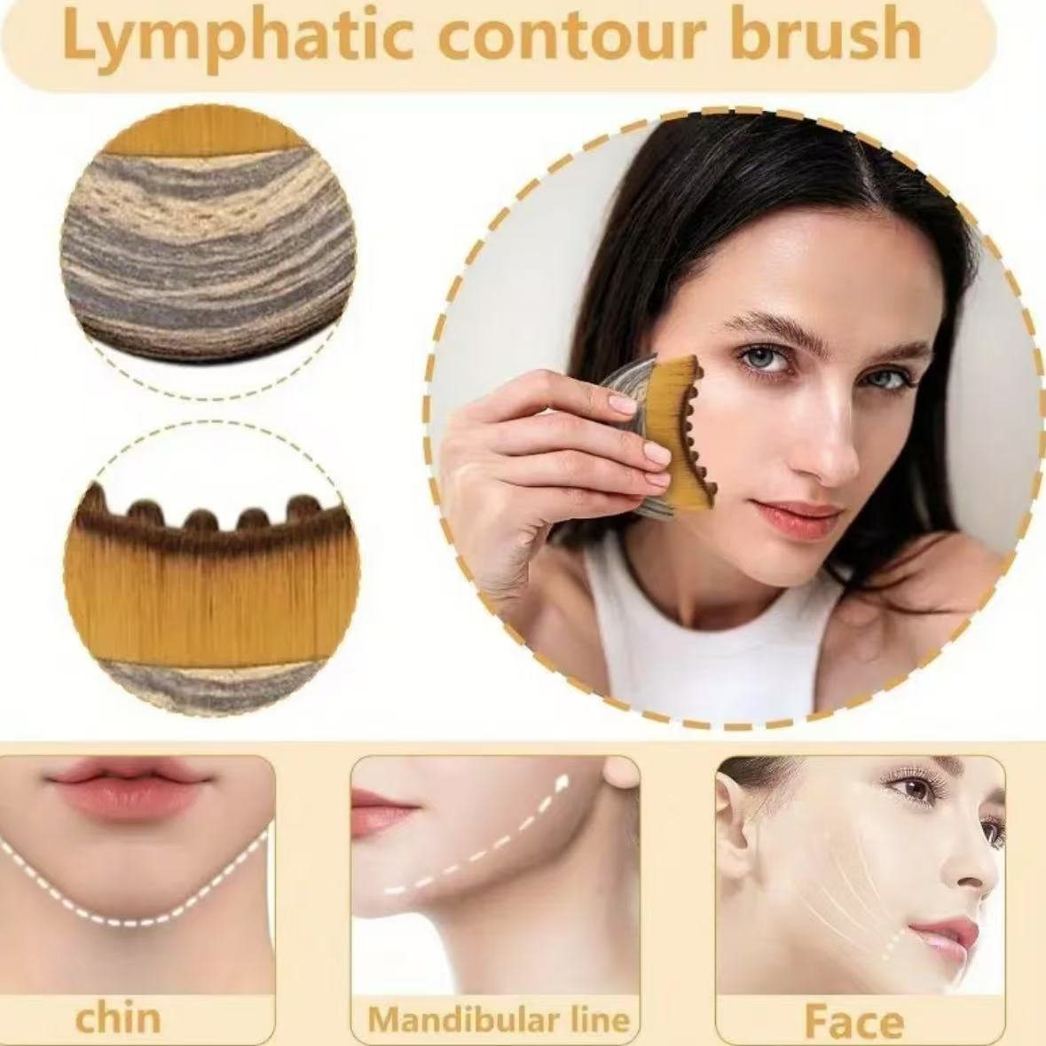 Escova Facial de Contorno Linfático, Ferramenta de Massagem Facial para Afinar o Rosto, Aplicador de Cuidados com o