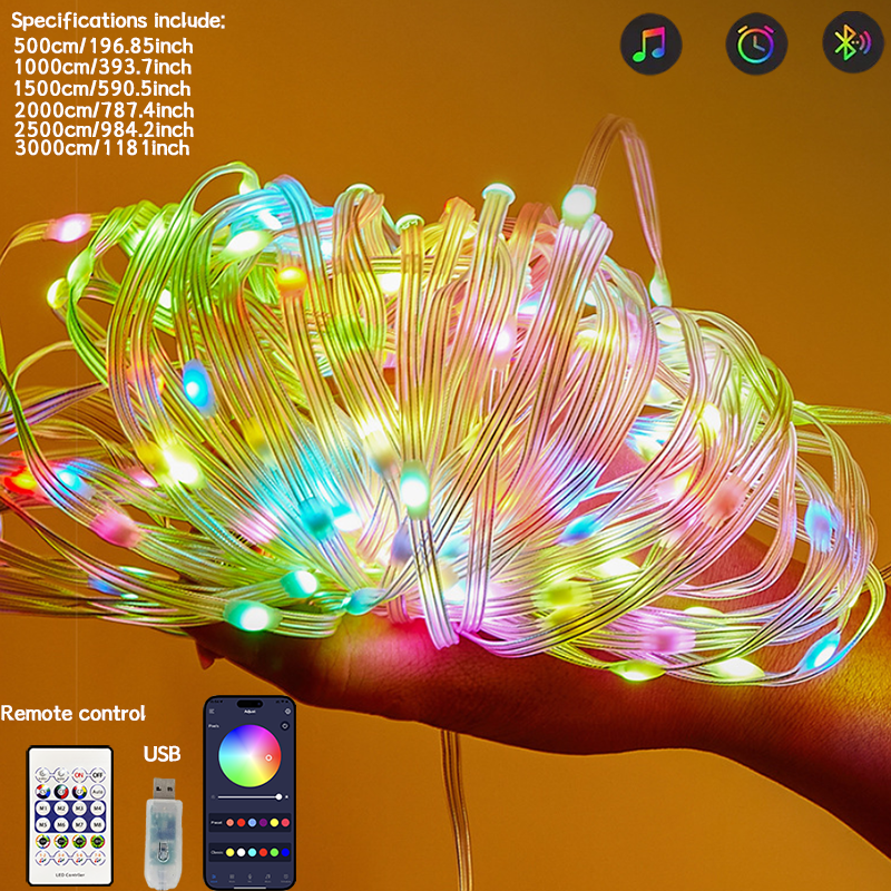 USB LED Light Strip RGBIC Remoto E Aplicativo Com Escurecimento Inteligente Colorido Para Quarto
