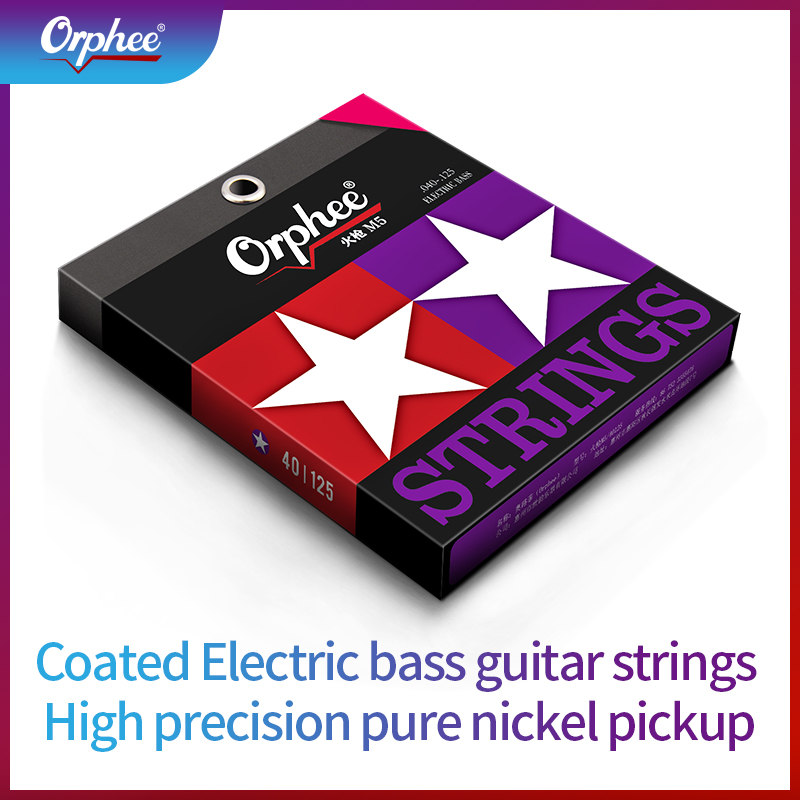 Cordas de baixo elétrico Orphee Nano Coating E Series para baixo elétrico 4/5/6 cordas, núcleo hexagonal, cordas de