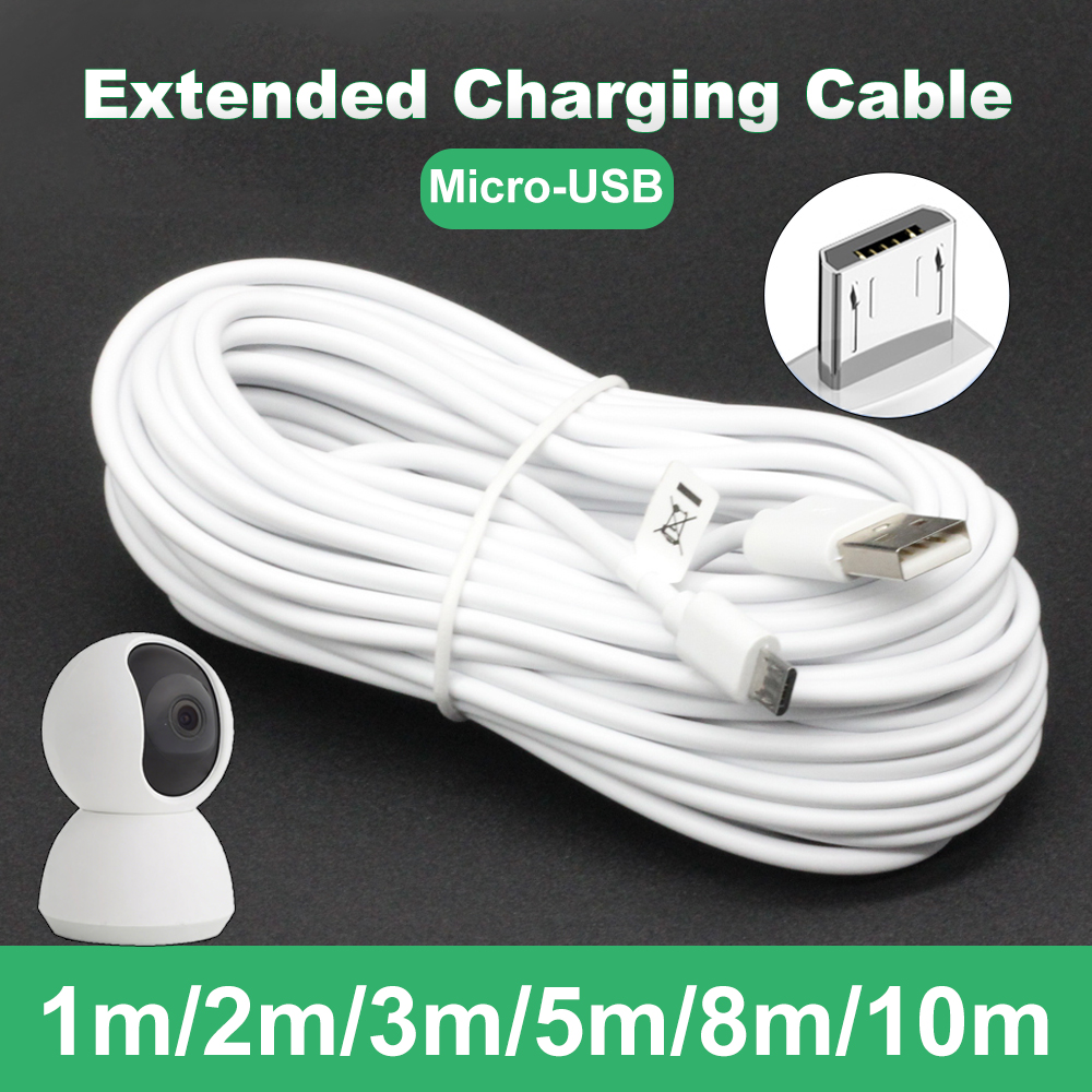Cabo Micro USB Extra Longo De 1m-10m Para Carregamento De Fonte De Alimentação Câmera IP DVR