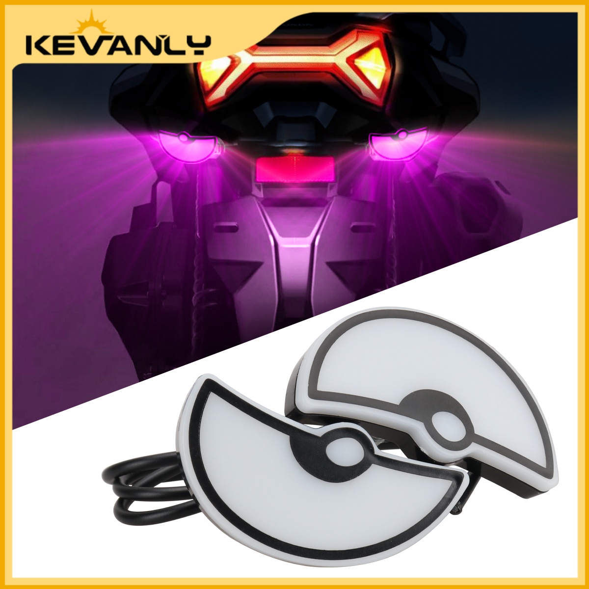 KEVANLY 2pcs Mini Farol Traseiro LED 2V em Forma de Placa de Licença Semicircular Olhos de Gato/Diabo Piscante